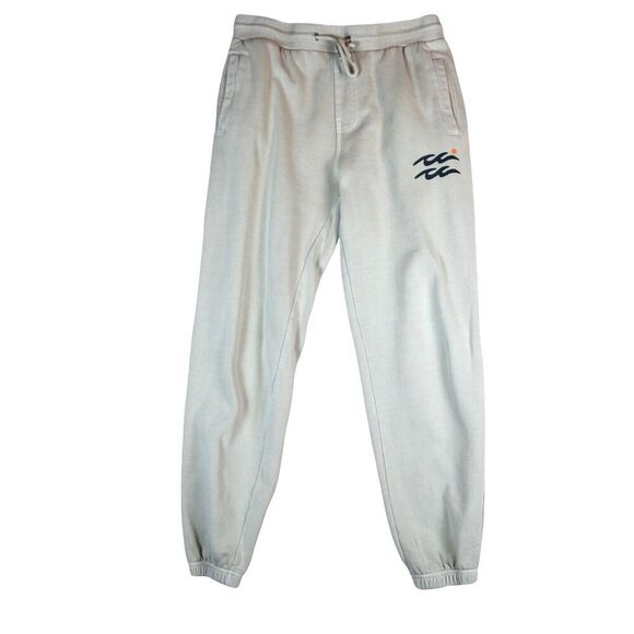 Billabong Sweatpants Small Off-White Surf Joggers Logo Elastic Waist - Picture 1 of 8